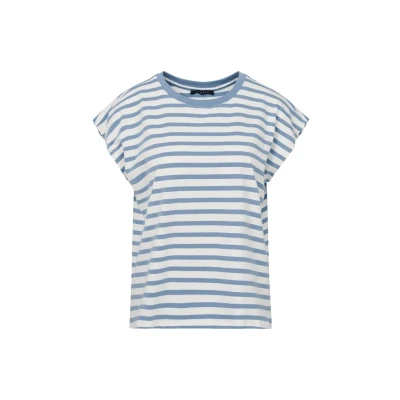 Abbildung von bugatti MIT Streifenmuster Tshirt print, Damen, Größe: Large, Hellblau