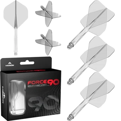 Abbildung von Mission Darts Force 90 Integriertes präzisionsgeformtes Dart Flight und Schaftsystem, Packung mit 3 professionellen, sehr langlebigen kombinierten Flights Schäften, Standard Nr. 2
