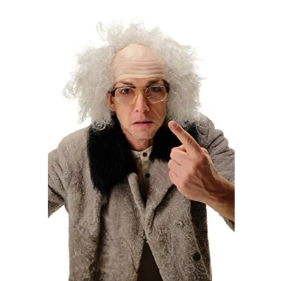 Abbildung von WIG ME UP 3893 P68A Perücke Halbglatze Herren Karneval Halloween Alter Opa Verrückter Professor Wissenschaftler Einstein Kauz grau