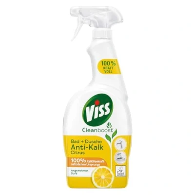 Abbildung von Viss Cleanboost Reiniger Spray Bad+Dusche Anti Kalk Citrus Reinigungsmittel für strahlenden Glanz mit 100% Kalklösekraft natürlichen Ursprungs 750 ml