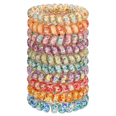 Abbildung von JessLab Spirale Haargummis, 10 Stück Sortierte, Spurlose Spiral Niedliche Plastikspirale als Pferdeschwanzhalter, Schadensfreies Haar Accessoire für Frauen und Mädchen