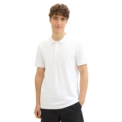 Abbildung von TOM Tailor Denim MIT LOGO Print Poloshirt, Herren, Größe: Large, White