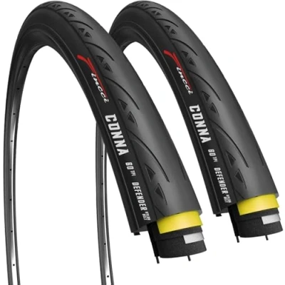 Abbildung von Fincci Rennrad Reifen 700x25c Paar Fahrradreifen Unplattbar 28 Zoll mit 1 mm Pannenschutz, 60 TPI, Fahrradmantel für Rennrad, Stadtfahren, Tourenrad Race, E Bike 2er Komplett 25 622