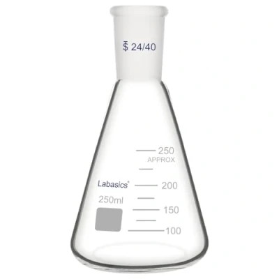Abbildung von Labasics Glas 24/40 Erlenmeyerkolben, Borosilikatglas Dickwandiger Kolben mit Standard Konus Außengelenk, 250 ml