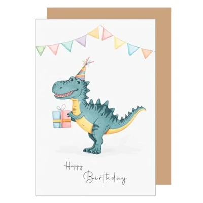 Abbildung von Edition Seidel Premium Geburtstagskarte mit Umschlag. Glückwunschkarte Grußkarte Karte Geburtstag Happy Birthday Kind Teenager Dinosaurier (G3631 SW024)