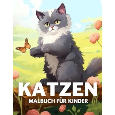 Abbildung von Katzen Malbuch für Kinder: +40 lustige und einfache Zeichnungen von niedlichen zum Ausmalen Kinder, Jungen Mädchen, die lieben Stress abbauen entspannen