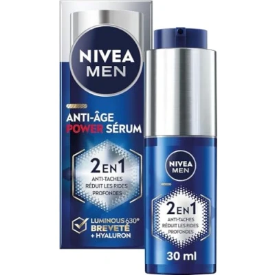 Abbildung von NIVEA MEN LUMINOUS630® Anti Aging &amp; Flecken 2 in 1 Power Serum (1 x 30 ml), Feuchtigkeitsspendendes Gesichtsserum, angereichert mit Hyaluronsäure, Männerpflege für alle Hauttypen