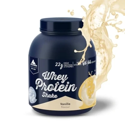 Abbildung von Multipower Whey Protein Shake Pulver (2 kg), mit Vanille Geschmack und Vitamin B6, ideal zur Regeneration des Körpers nach dem Sport