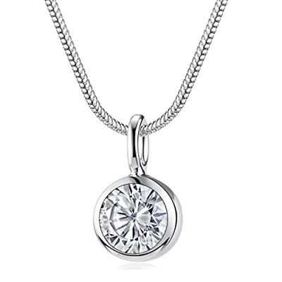 Abbildung von Materia Damen Halskette Silber 925 mit Zirkonia Anhänger rund KA 222 K22 60cm