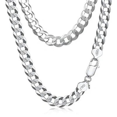 Abbildung von Amberta Herren Panzerkette aus 925 Sterling Silber: Silber Halskette für Männer 7.9 mm 50 cm