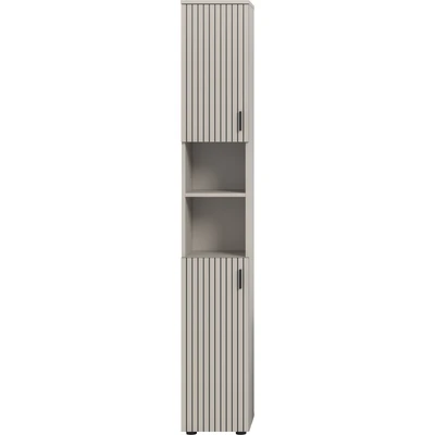 Abbildung von welltime Hochschrank "MANI, Höhe: 192 cm, Paneeloptik, 2 offene Fächer, Türen" 1 Stk. tlg. Hochschrank, Bad-Schrank, Badezimmerschrank, Bad, Badezimmer