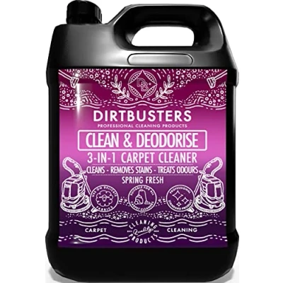 Abbildung von Dirtbusters 3 in 1 Teppich und Polsterreiniger mit frischem Frühlingsduft reinigt &amp; desodoriert ideal für Reinigungsmaschinen entfernt unangenehme Gerüche x 5 Liter