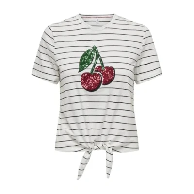 Abbildung von ONLY Onlkita Fruit Tshirt print, Damen, Größe: Small, Cloud dancer/black