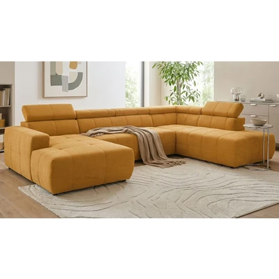 Abbildung von OTTO home Wohnlandschaft "Ballerup 359 x 228 cm, auch mit verstellbarer Sitztiefe" Kopfteile verstellbar, aus pflegeleichtem, weichem Bezugsstoff, U-Form