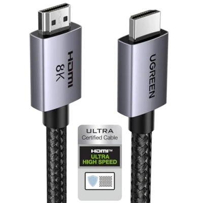 Abbildung von UGREEN HDMI 2.1 Kabel 10K 8K 60Hz 4K 240Hz 165Hz 144Hz 120Hz 48Gbit/s High Speed, Ultra HD eARC HDR10+ HDCP Dolby Vision VRR kompatibel mit TV/PS5/PS4/ Xbox Serie X/Monitor/Laptop(0.5M)
