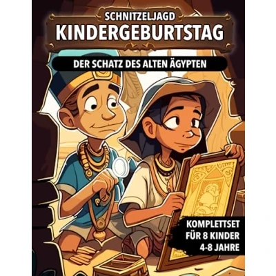 Abbildung von Schnitzeljagd Kindergeburtstag Der Schatz des alten Ägypten: Schatzsuche für Kinder Komplettset mit Schatzkarte, Rätseln, Einladungen, Urkunden und vieles mehr!