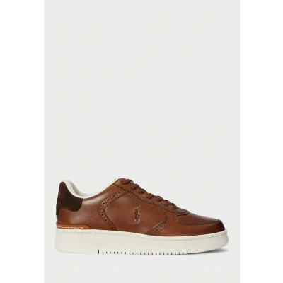 Abbildung von Polo Ralph Lauren Masters Court Burnished Leather Sneaker low, Herren, Größe: 46, Brown Schuhe