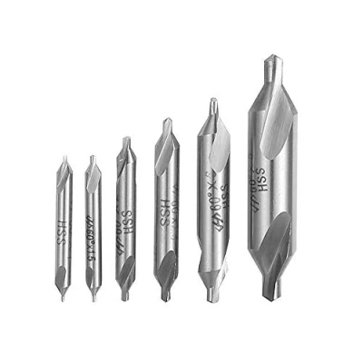 Abbildung von DingGreat 6 Stücke HSS Zentrierbohrer Set, 1/1.5/2/2.5/3/5mm 60 Grad Zentrum Bohrer Set Drehmaschine Kombiniert Senker für Metall