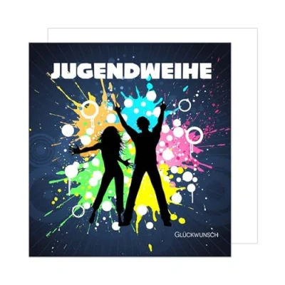 Abbildung von Edition Seidel Premium quadratische Glückwunschkarte zur Jugendweihe mit Umschlag. Jugendweihekarte Karte Grußkarte Junge Mädchen Jugendliche Party fabenfroh (JWQ107 SW025)