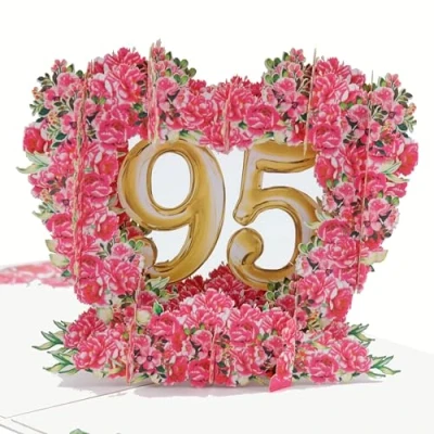 Abbildung von Favour Pop Up® NEU romantische Glückwunschkarte zum runden 95. Geburtstag. Ein filigranes Kunstwerk in perfekter 3D Optik XP095