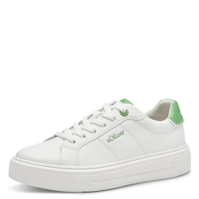 Abbildung von s.Oliver Damen Sneaker flach mit dicker Sohle Vegan, Weiß (White/Green), 39