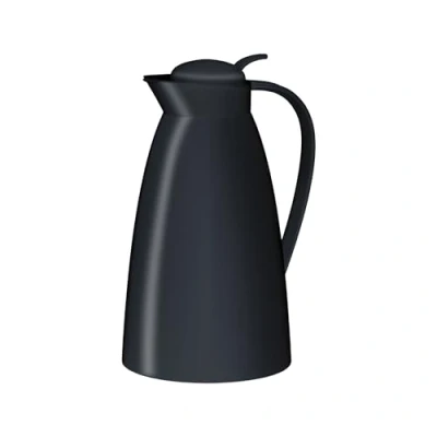 Abbildung von alfi ECO 1,0l, black, Isolierkanne mit hygienischem Hartglaseinsatz aus Kunststoff, Drehverschluss bequemer Drucktaste, Ausgießen einer Hand, ideal als Kaffeekanne, Teekanne, BPA frei