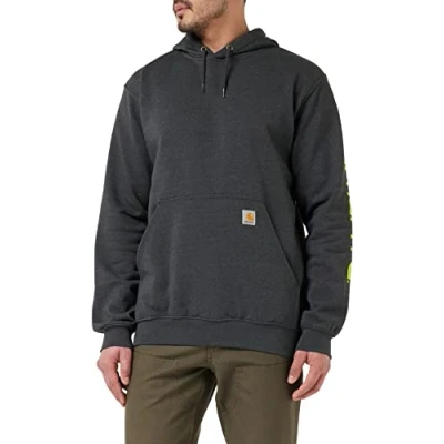 Abbildung von Carhartt, Herren, Weites, mittelschweres Sweatshirt mit Logo Grafik auf dem Ärmel, Anthrazit meliert, M