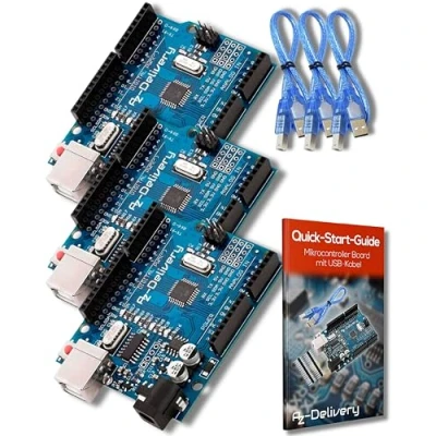 Abbildung von AZDelivery 3 x Mikrocontroller Board AZ ATmega328 mit USB Kabel inklusive E Book!