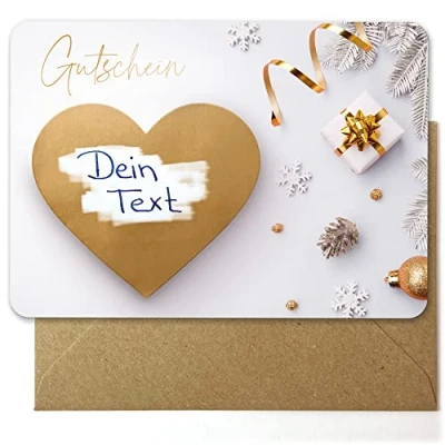 Abbildung von beriluDesign 6 Gutschein Rubbelkarten zum selber Beschriften für Weihnachten (6 Karten + Umschläge)