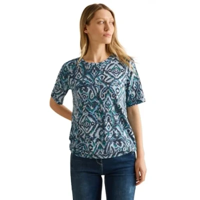 Abbildung von Cecil MIT Ornamentmuster Tshirt print, Damen, Größe: Small, Blau