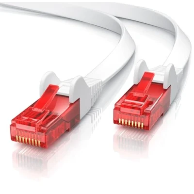 Abbildung von CSL 10m Cat 6 Netzwerkkabel Flach Gigabit Ethernet LAN RJ45 Kabel Flachbandkabel Verlegekabel 10 100 1000 Mbit s Patchkabel Flachkabel weiß