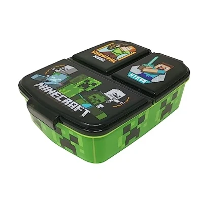 Abbildung von Theonoi Kinder Brotdose Lunchbox Sandwichbox mit Fächern Brotbox Unterteilung BPA frei (Minecraft)
