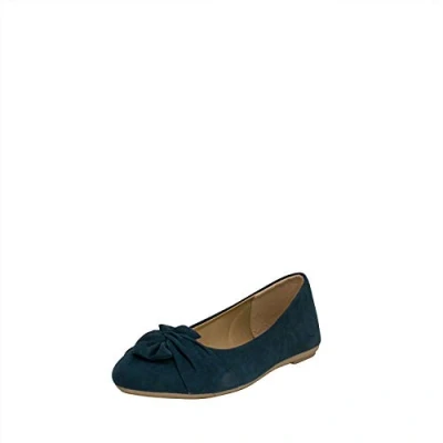 Abbildung von Fitters Footwear That Fits Damen Ballerina Maike Microfibre Mikrofaser Ballerinas mit Schleife Übergröße (43 EU, Navy)
