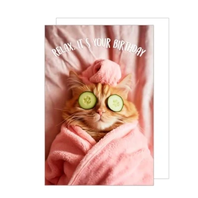 Abbildung von Edition Seidel Premium XXL Maxi Glückwunschkarte zum Geburtstag mit Umschlag Format DIN A4. Geburtstagskarte Grußkarte Karte Relax Happy Birthday für sie ihn Frau Mann Freundin Katze (A4 G3562)