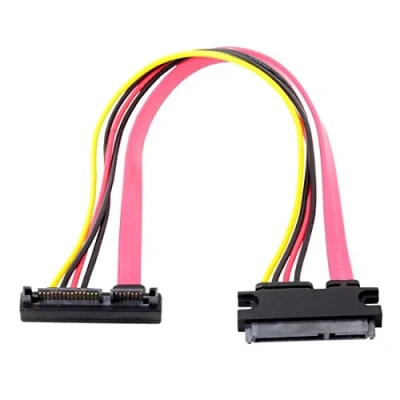 Abbildung von chenyang CY SATA Verlängerungskabel,SATA III 3.0 7+15 22 Pin Stecker auf Buchse 90 Grad UP abgewinkeltes Daten Verlängerungskabel 30cm