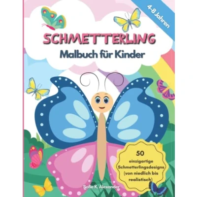 Abbildung von Schmetterling Malbuch für Kinder: 50 Malvorlagen mit wunderschönen Schmetterlingen Mädchen und Jungen im Alter von 4 8 Jahren Ein lustiges ... zum Ausmalen Einfache bis komplexe Muster