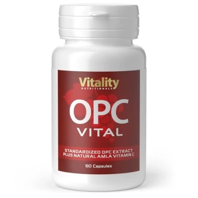Abbildung von OPC Hochdosiert mit Vitamin C, Traubenkernextrakt aus Französischen Trauben, Laborgeprüft (60 Stk) Anti Aging, Antioxidantien Kapseln 150 mg Vitality Nutritionals by VitaminExpress