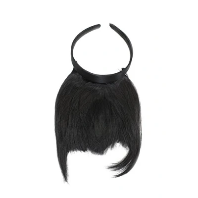 Abbildung von WIG ME UP HA071T 1B Clip in Pony mit Haarreif und längeren Seitenhaar, besonders natürliche Wirkung, Schwarz (1B)