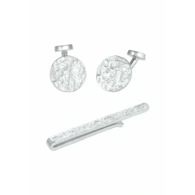 Abbildung von Kuzzoi SET Structured Manschettenknopf, Herren, Größe: One Size, Silber
