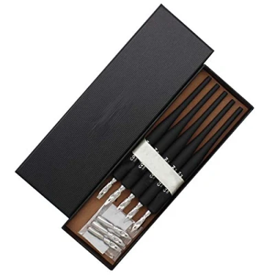 Abbildung von SIPLIV Kunststoff professioneller Manga Gothic Stift Dip Pen Set mit 5 Spitzen Kalligraphie Zeichenstift Kit Stück, schwarz