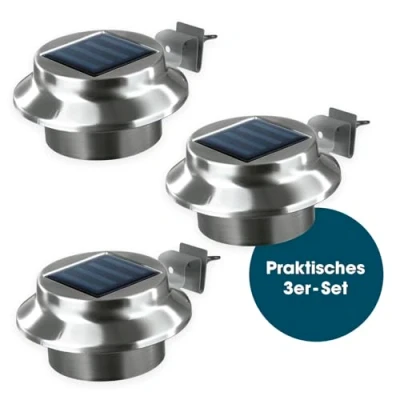 Abbildung von EASYmaxx Solar Dachrinnenleuchten 3er Set, Edelstahl Außenbeleuchtung Kabellos Beleuchtung