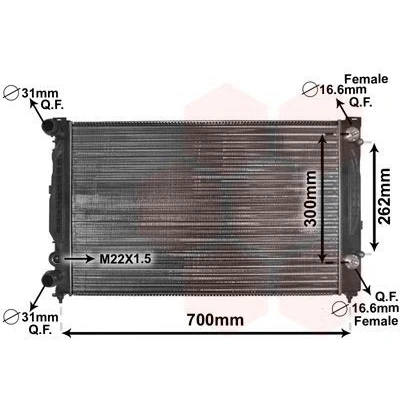 Abbildung von VAN WEZEL 03002122 Kühler, Motorkühlung Aluminium 630 400 32 mit Ölkühler Kühlrippen mechanisch gefügt AUDI: A4 B5 Avant, Saloon, A6 C5 Saloon