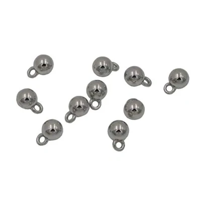 Abbildung von silber glänzende Kugelknöpfe klein Metall Knöpfe Mini Kugel Ösenknöpfe 7mm 10 Stück