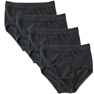 Abbildung von HERMKO 3240 4er Pack Herren Slip mit Eingriff und Weichbund (&#039;Classic Art&#039; Weitere Farben) Bio Baumwolle, Größe:D 6 = EU L, Farbe:schwarz