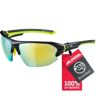 Abbildung von ALPINA LYRON HR Verspiegelte und Bruchsichere Sport &amp; Fahrradbrille Mit 100% UV Schutz Für Erwachsene, black, One Size