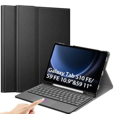 Abbildung von Fintie Tastatur Hülle für Samsung Galaxy Tab S9 FE 10.9 Zoll/Tab 11 Zoll 2023 Tablet, Deutscher mit Touchpad Magnetisch Abnehmbarer Keyboard Cover, Schwarz