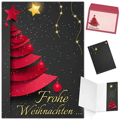 Abbildung von Weihnachtskarten mit Umschlag (15er Set) WEIHNACHTSBAUM edle Klappkarten ideal privat und geschäftlich Frohe Weihnachten Karten von BREITENWERK