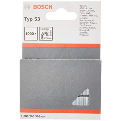 Abbildung von Bosch Accessories Professional Feindrahtklammer Typ 53 (für Textilien, Pappe, flache Holzleisten, Drahtgeflecht, Zubehör für Tacker)