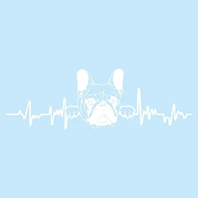 Abbildung von Finest Folia Aufkleber Herzschlag Tiere Breite 27cm Lifeline Heartbeat Deko Sticker Selbstklebend für Auto Kühlschrank Laptop Autoaufkleber K150 (Weiß Glanz, 10 Französische Bulldogge)