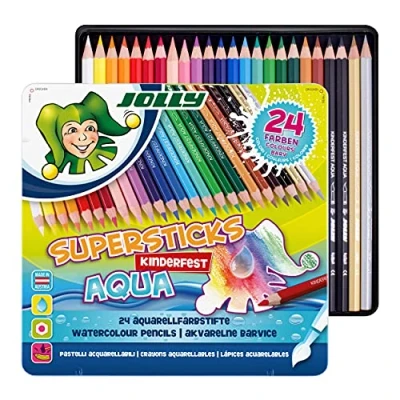 Abbildung von JOLLY Buntstift Supersticks Kinderfest AQUA, 24er Met.Etui